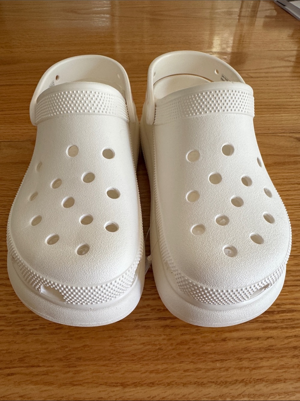 CROCS White Platform Clog Mules